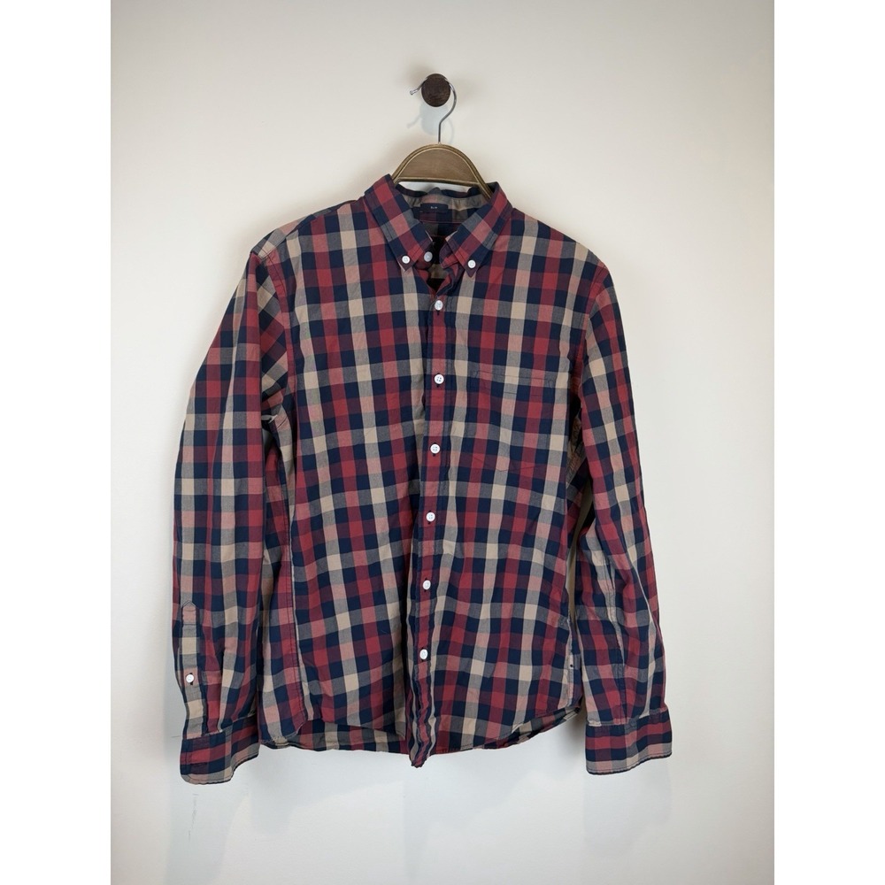 J.CREW Button Up Shirt Men's M Slim Plaid Multicolor Long Sleeve Plaid Check